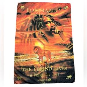 Vtg 90s BOB MARLEY Wall Polyester Banner Poster The‎ Legend 1995 Italy Reggae